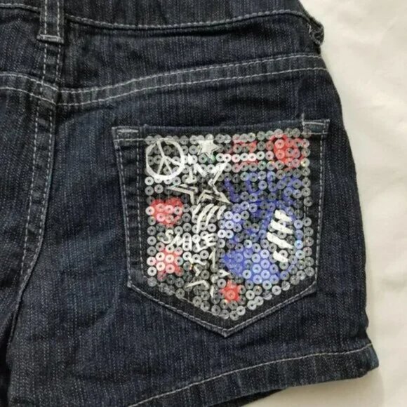 🔴 Piper little girl star sequin black denim shorts size 7 (E14) - Picture 4 of 5